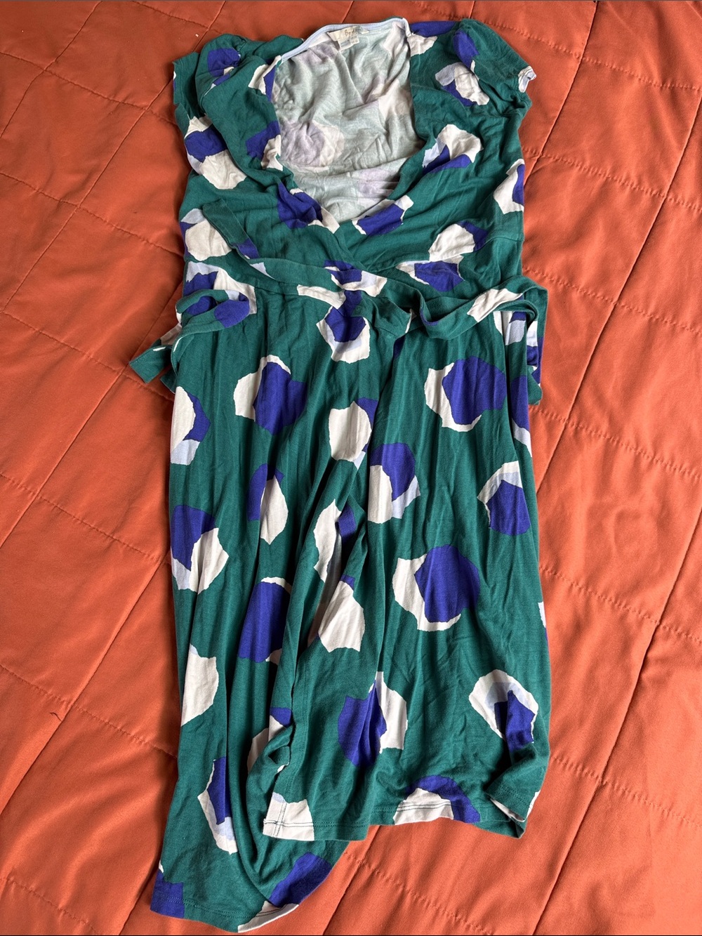 Biden Green Polka Dot Wrap-Style Women's Dress